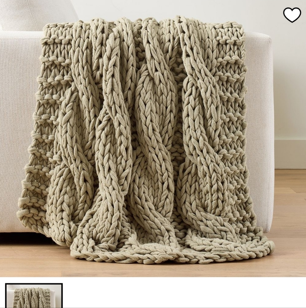 POTTERY BARN Colossal Handknit Throw / Lichen - Picture 7 of 10